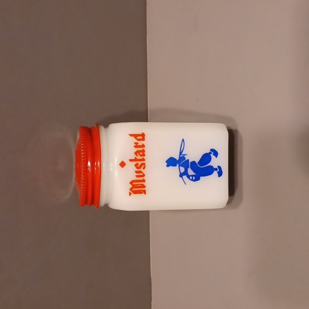 Vintage Milk Glass Mustard Spice Jar / Shaker